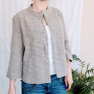 Eileen Fisher Cream Cotton Bomber Blazer Jacket PP